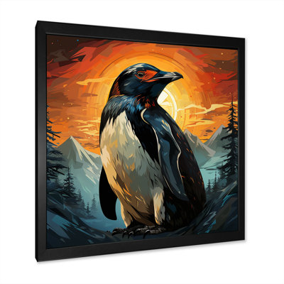 Sunset Penguin Icebound Charm III - Penguin Wall Art