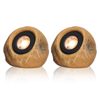 5Cct Led Outdoor Rock Lights, 5W Low Voltage Landscape Spotlights, Round Stone Light, Yellow