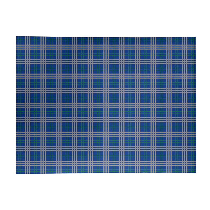 Tapis à carreaux bleu, Rectangle 9 pi x 12 pi