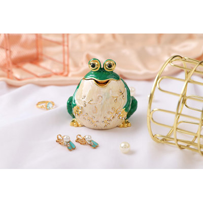 Boîte à bijoux décorative peinte à la main style grenouille émaillée