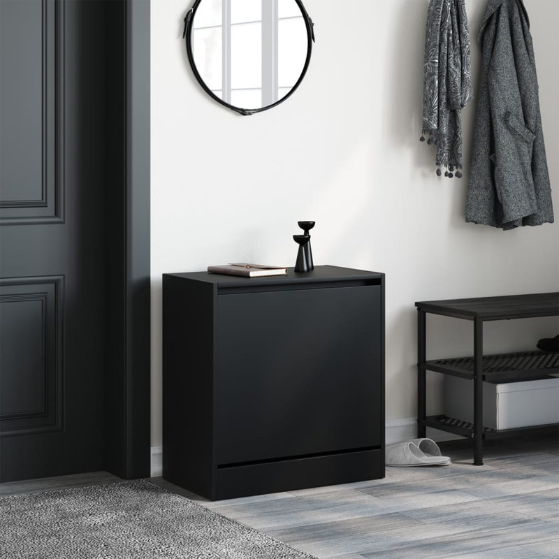 3 Pair Shoe Storage Cabinet, Black