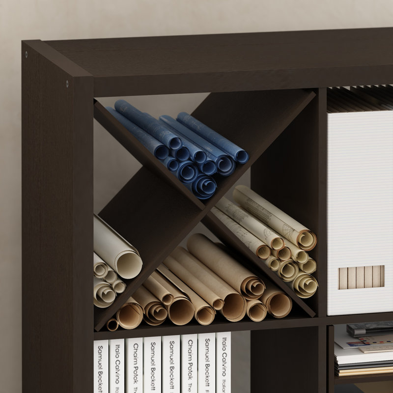 Rangement cubique à tablettes en X Furinno, Chêne foncé