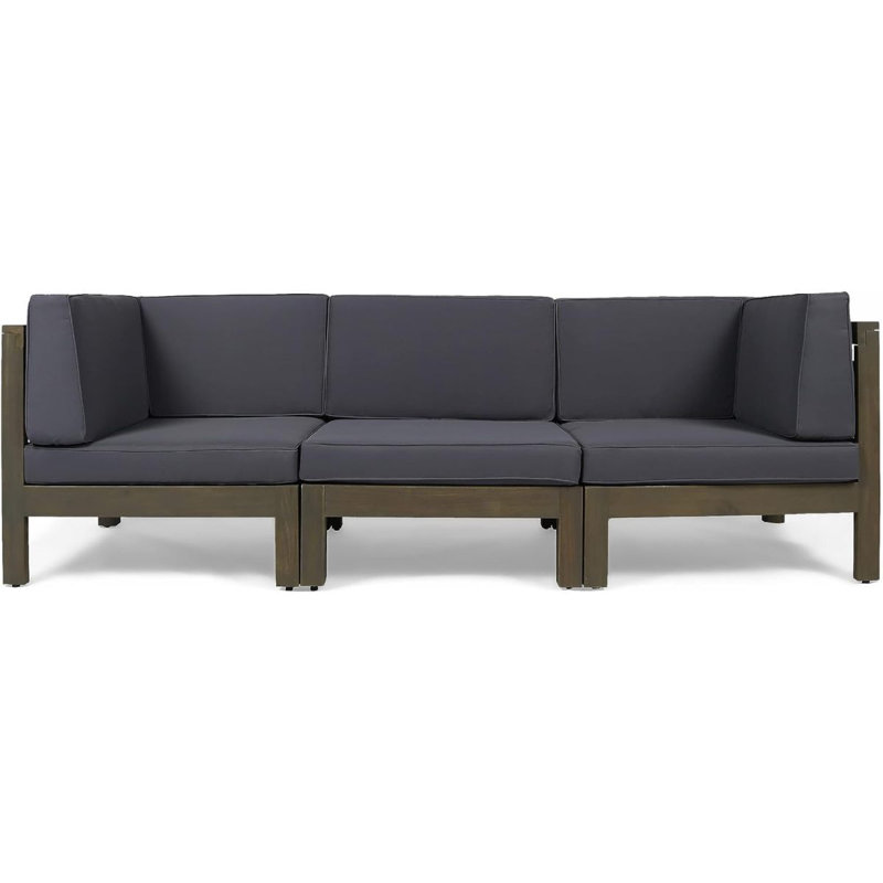 Oana - 3-Piece Sofa Set, Dark Grey, Outdoor Patio Sofa Outdoor Set, Gray, Gray