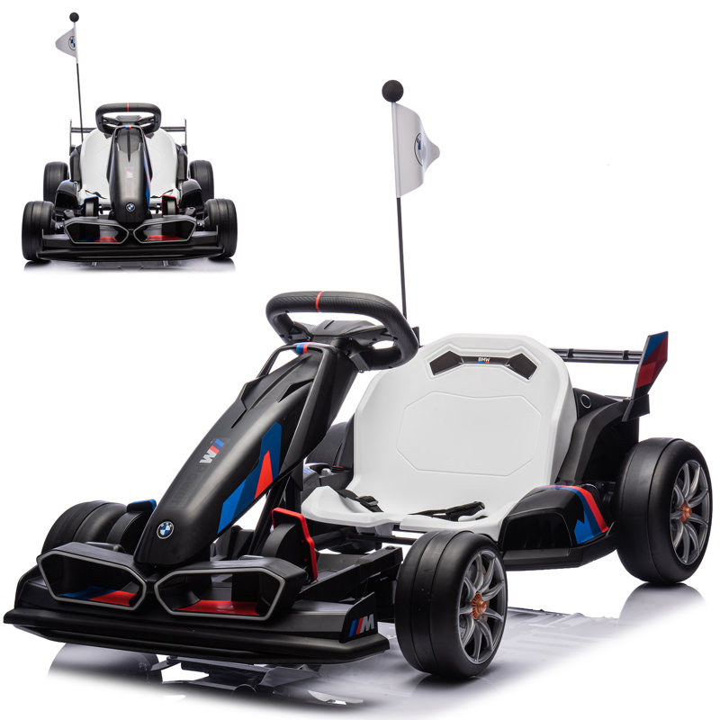 Kart électrique 24 V 7,5 Mph avec siège réglable, voiture à la dérive alimentée par batterie, Noir