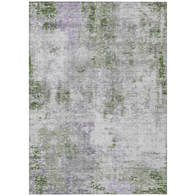 10' X 14' Gray Abstract Washable Indoor Outdoor Area Rug