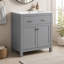 Meuble-lavabo 30 po avec lavabo en céramique, meuble-lavabo simple gris moderne avec 2 portes et une tablette, portes à fermeture douce-868542826