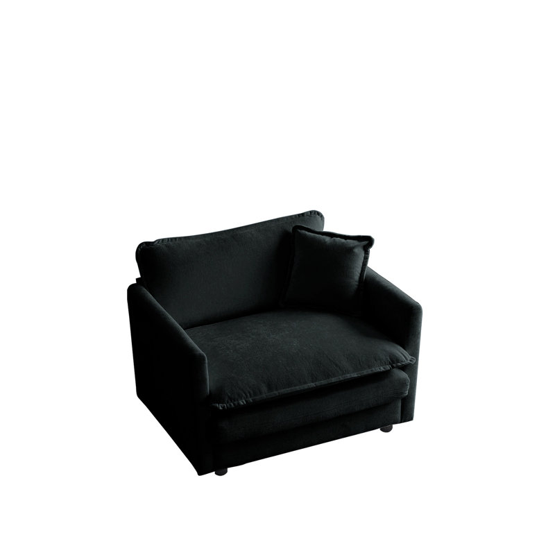 Fauteuil Comfy personnalisé à assise simple en chenille noire avec structure stable