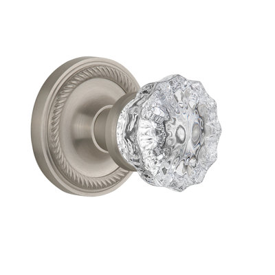 Rosette en corde avec bouton de porte en cristal