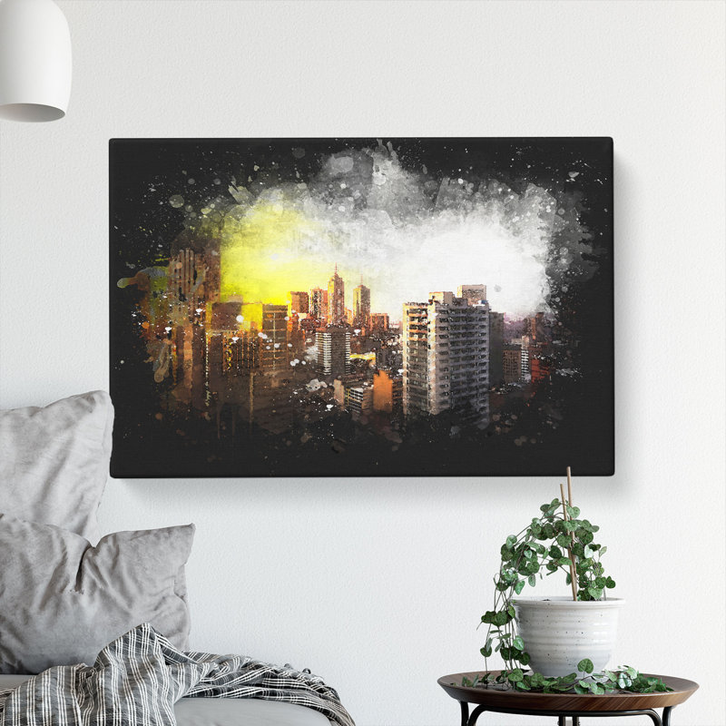 Melbourne Australia Skyline Abstract - Wrapped Canvas, 60cm H x 91cm W x 3cm D
