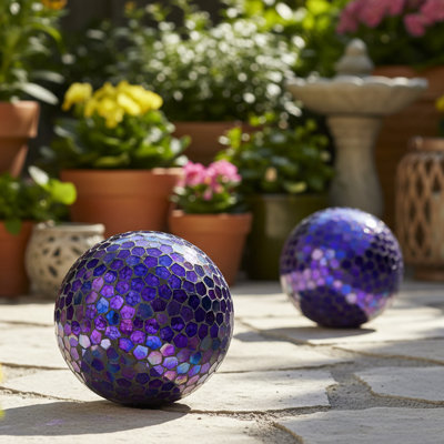 Globe terrestre en verre 10 pouces pour jardin ou cour - Mauve iridescent