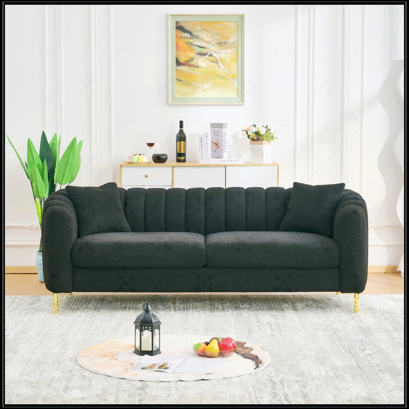 Canapé surdimensionné en chenille de 85 po, Noir
