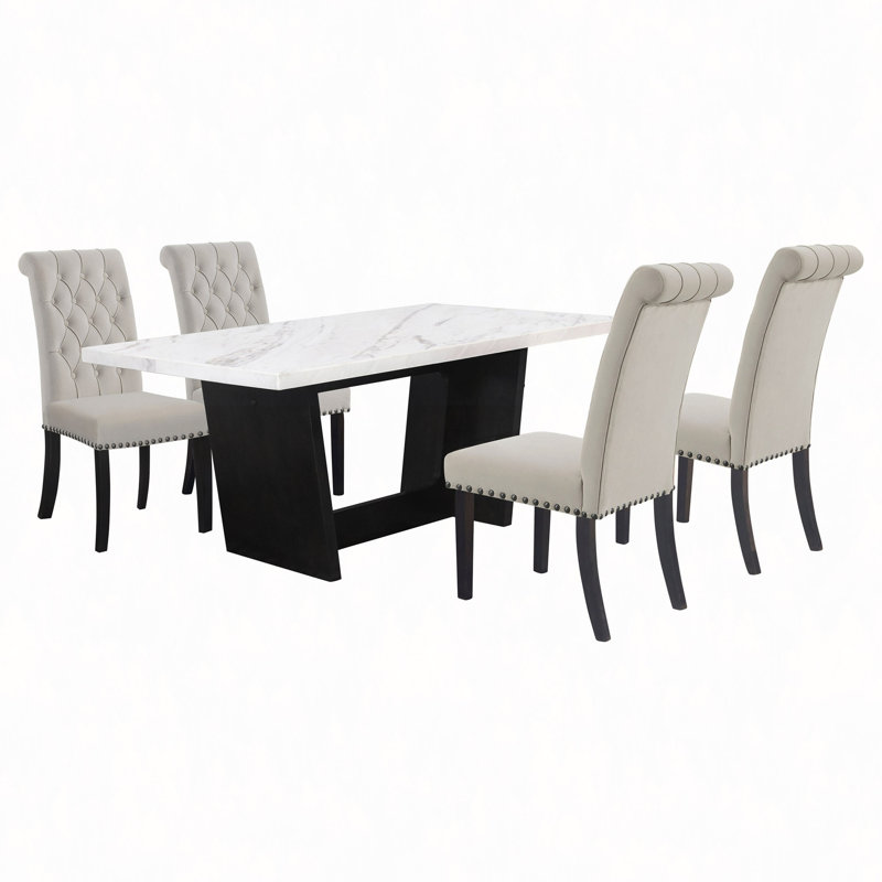 5-Piece Rectangular Top Dining Table Set, 5 Pieces: Table, 4 Chairs