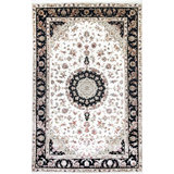 Hand-Knotted High-Quality White and Black Area Rug
