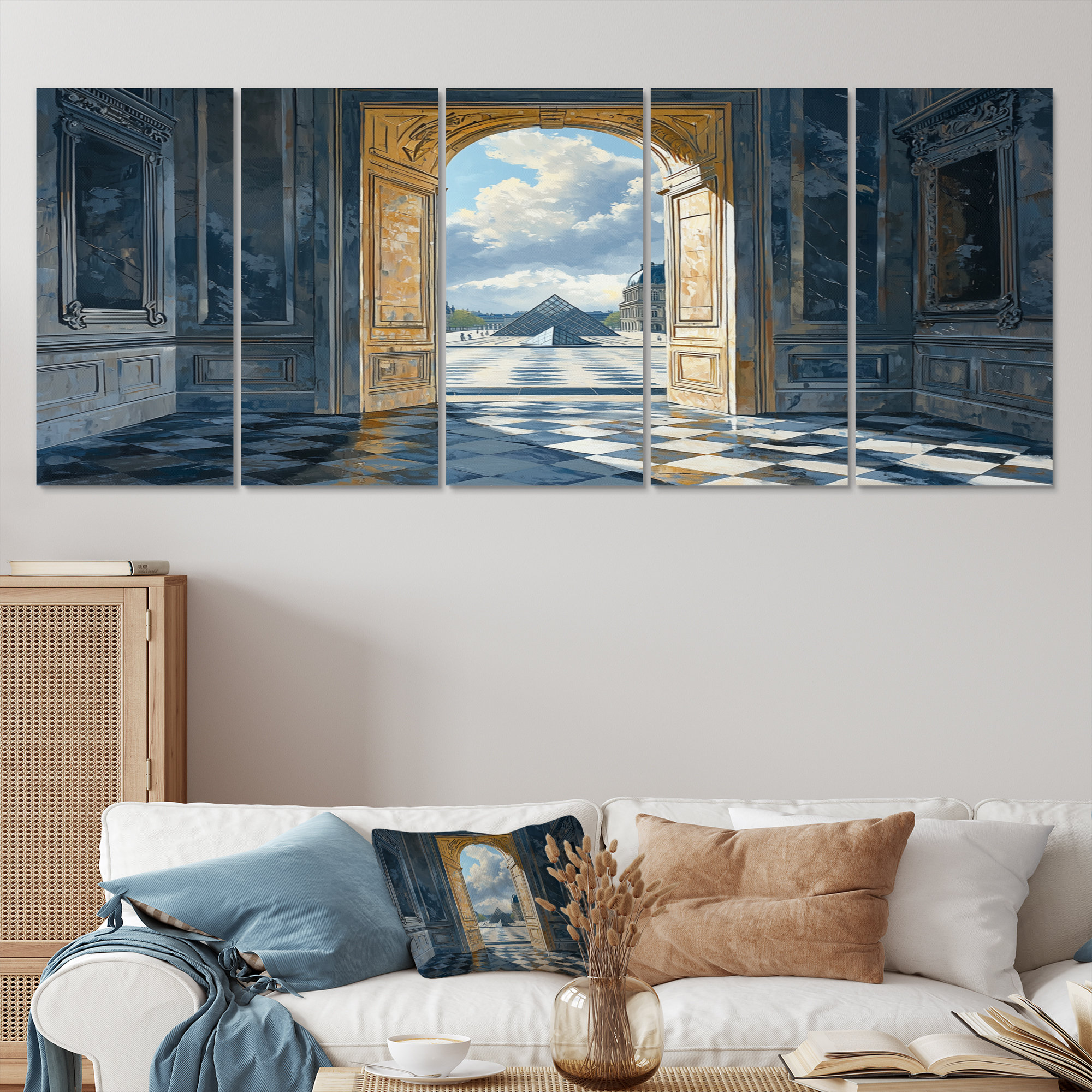 Lark Manor Gold Parisian Elegance Louvre Musee - City Paris Canvas Wall ...