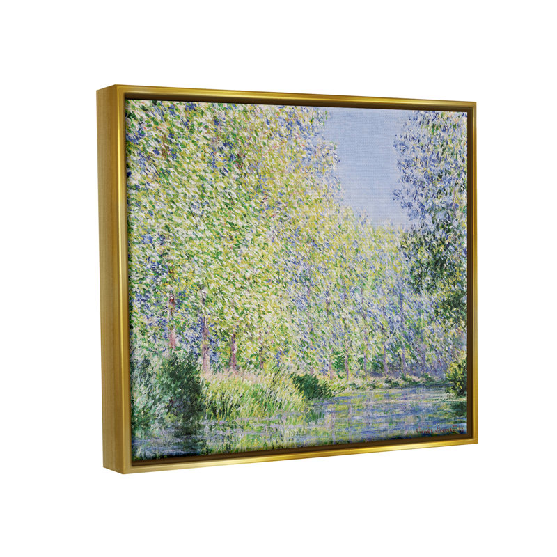 «Epte River» par Claude Monet, H 17 po x l 21 po x P 1,7 po, Cadre flottant métallique doré