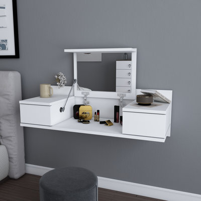 Bureau de coiffeuse flottant avec miroir Lenhardt