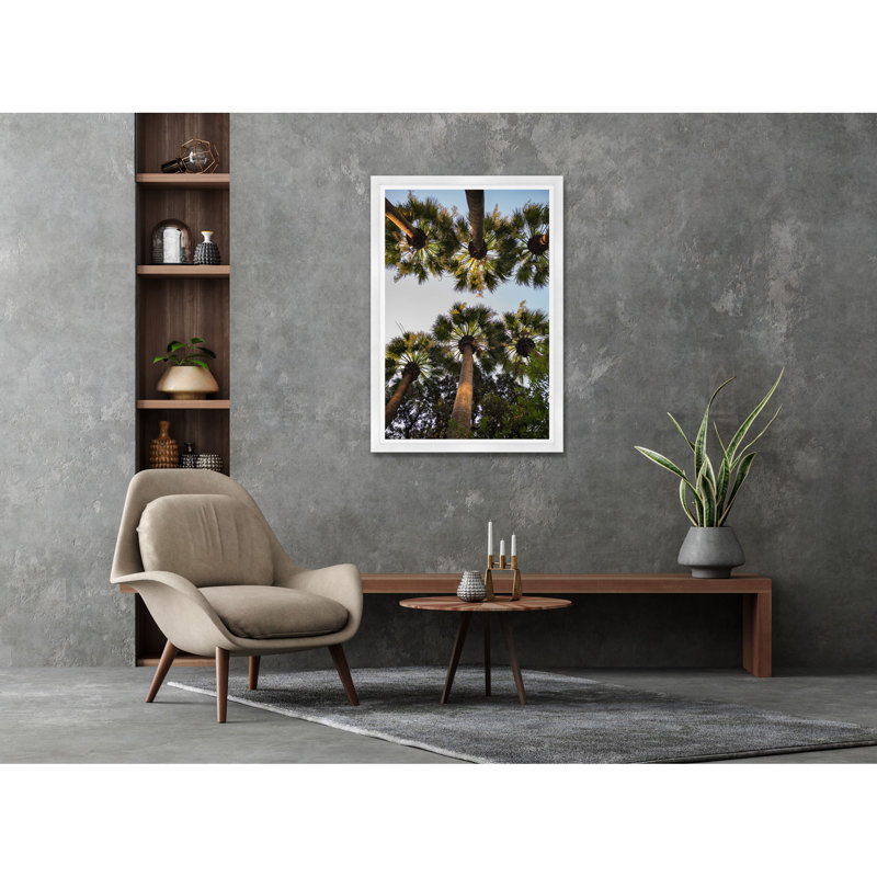 Athènes Palm II, H 42 po x l 29 po x P 1,5 po, Cadre blanc, Lustre photo encadré