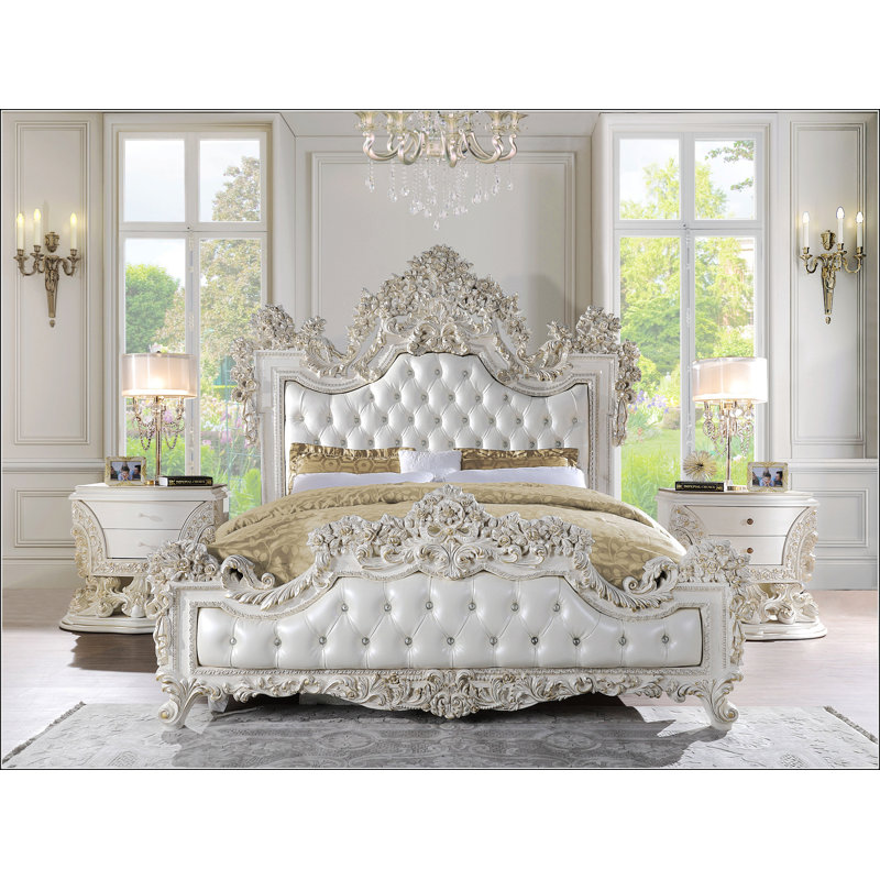 Table de chevet 2 tiroirs en blanc antique