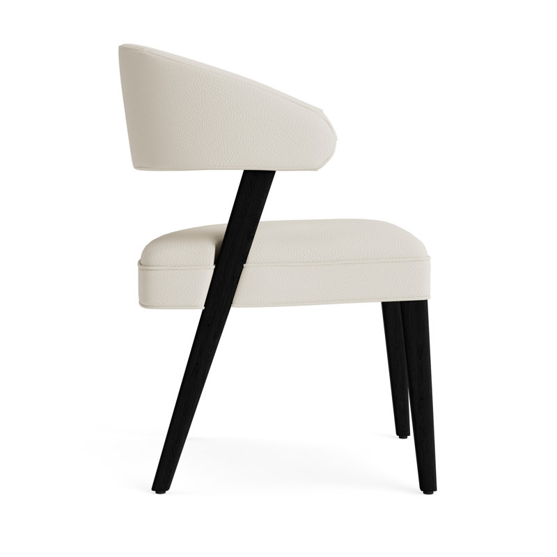 Keane Upholstered Dining Chair, Greenwich Performance Leather - Cream, Black