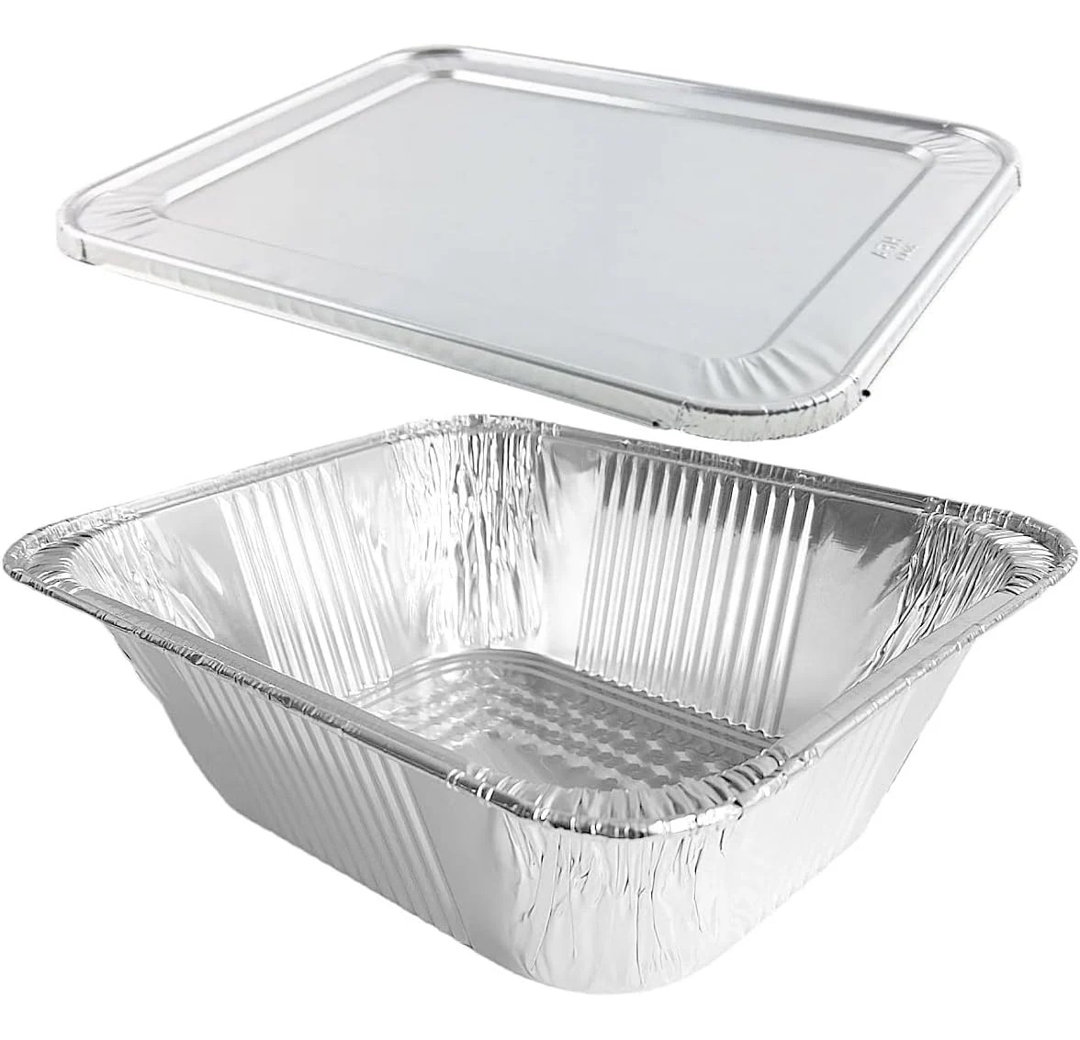 Disposable EXTRA DEEP EXTRA HEAVY Weight 9X13 Half Size Disposable Aluminum Pans with Aluminum Lids (Set of 100) Nicole Fantini