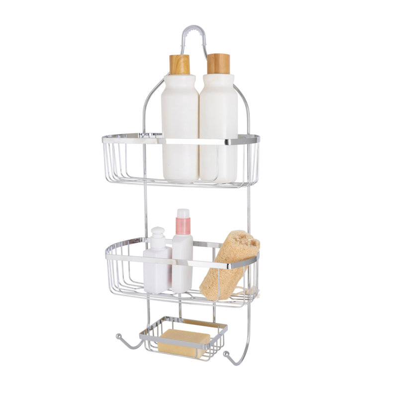 Chrome 3-Tier Over-the-Shower Head Caddy with PVC Grip
