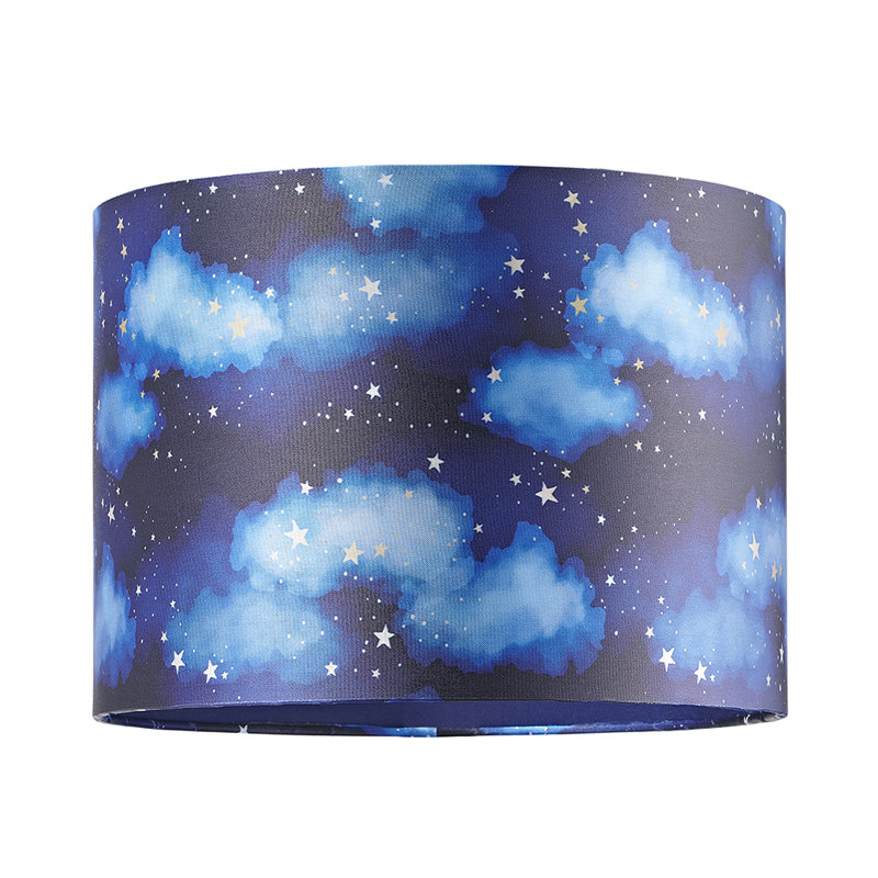 18cm H Cotton Drum Lamp Shade ( Screw On ) in Blue
