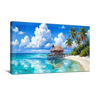 Plantes et fleurs, plage tropicale, palmiers, eau claire, ciel, nuages