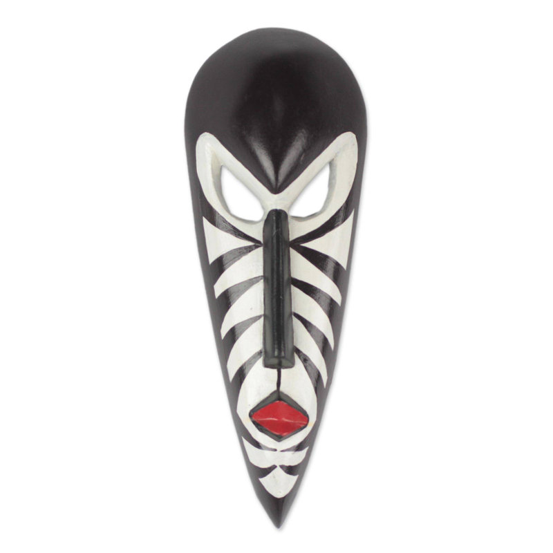 Masque en bois africain rayures love