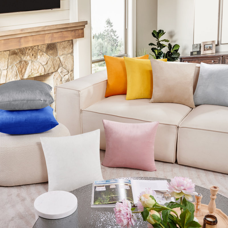 Gold Velvet Plush Decorative Pillow Covers, 24x24 Set of 2