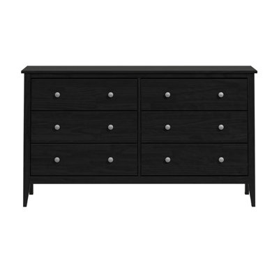  Commode 6 tiroirs en bois massif - Noir