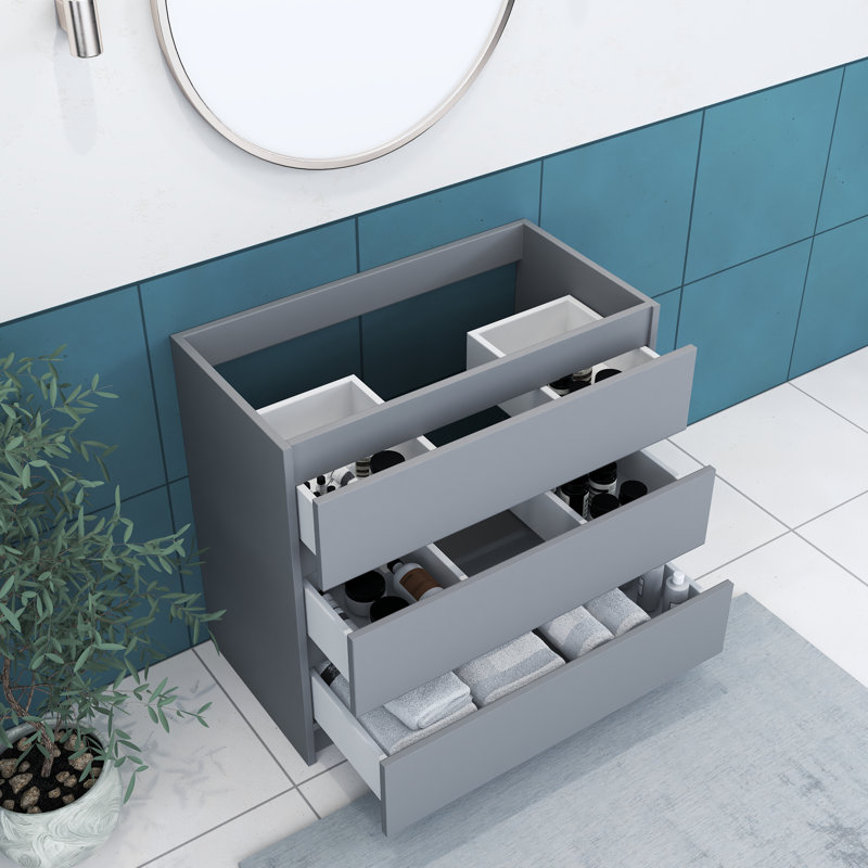 Base de meuble-lavabo simple 35,25 po Pepper seulement, gris