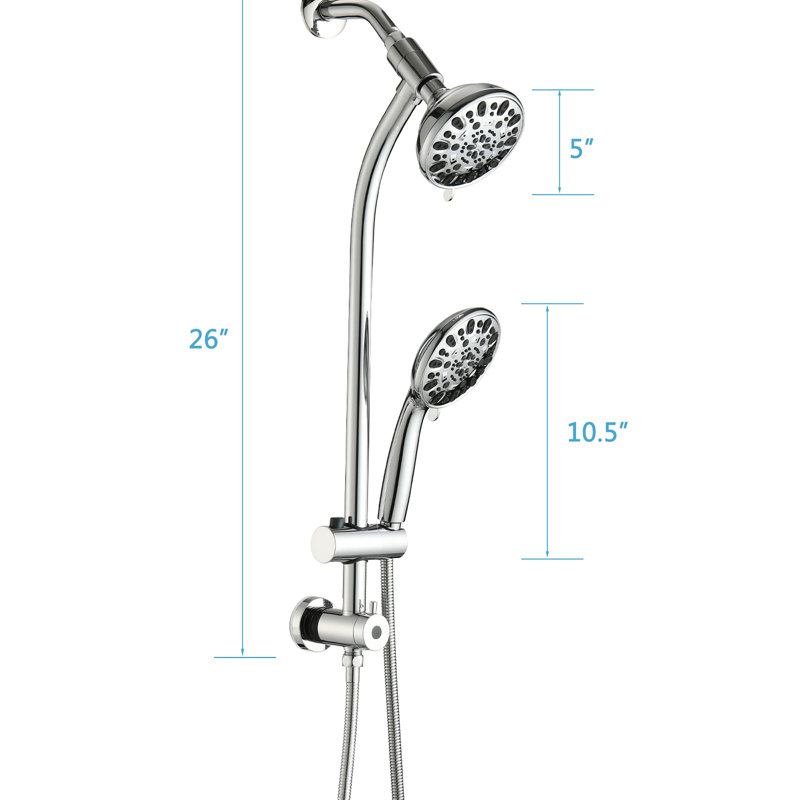 5 Inch Rain Shower & 7-Spray Handheld With 26" Slide, Easy Installation, Angle-Adjustable, Nozzles, Stable 1.8Gpm Flow, Manual Control Bathroom : Showerhead And Adjustable, Dual Flow 1.8Gpm, No Wall