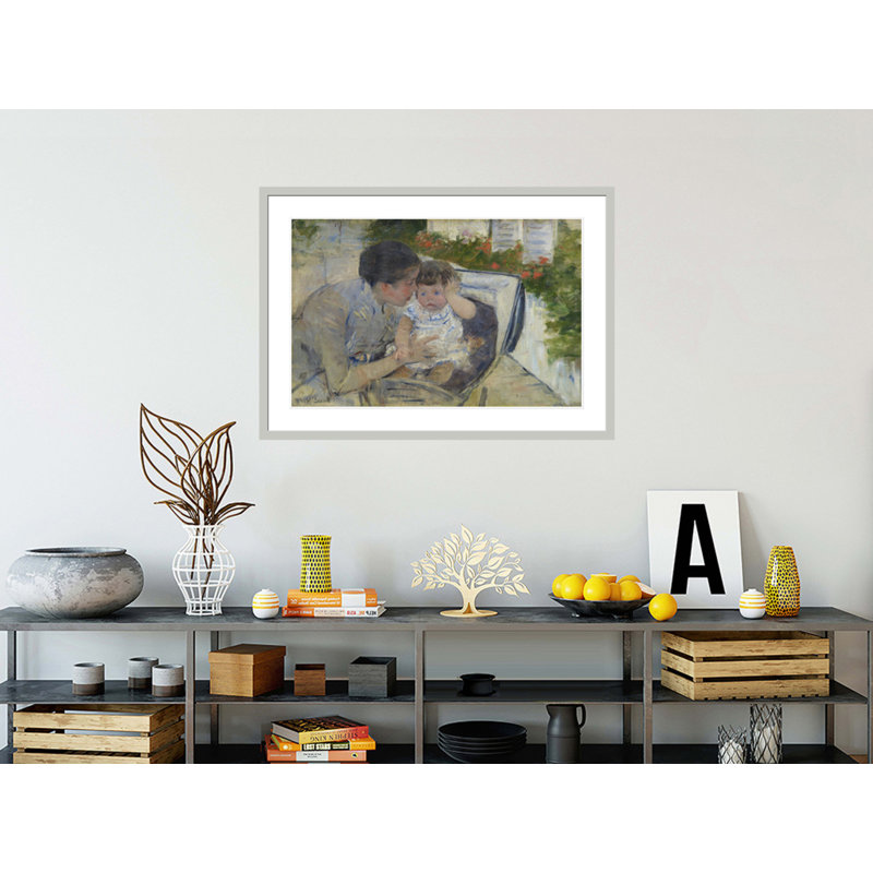 «Susan Comforting the Baby» par Mary Cassatt - Impression sur toile, H 29,47 po x l 41,5 po