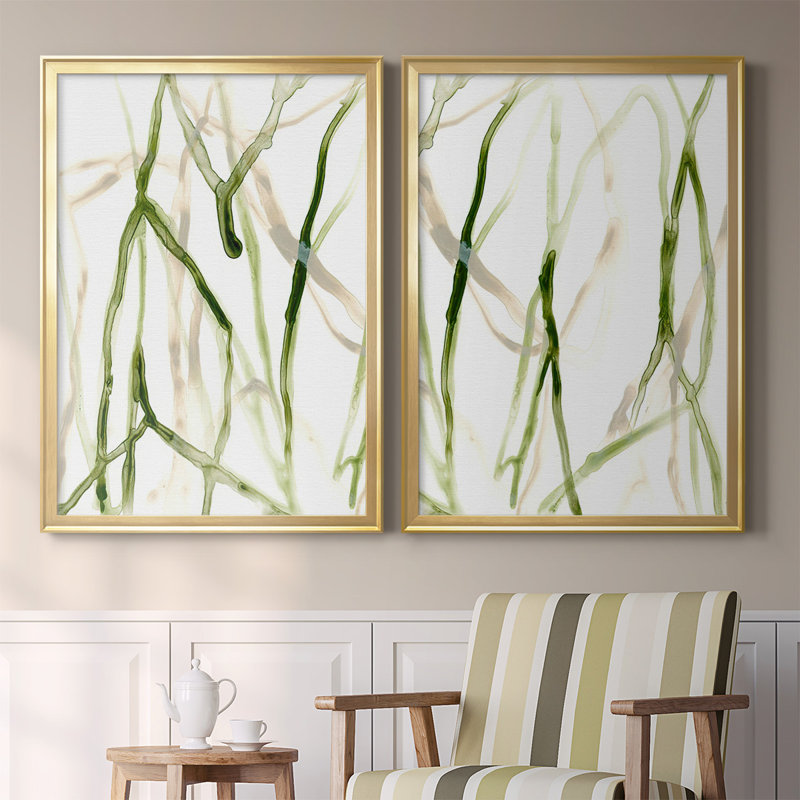 " Runnel VII " 2 - Pieces, Gold, 61" H x 42.5" W x 2.5" D