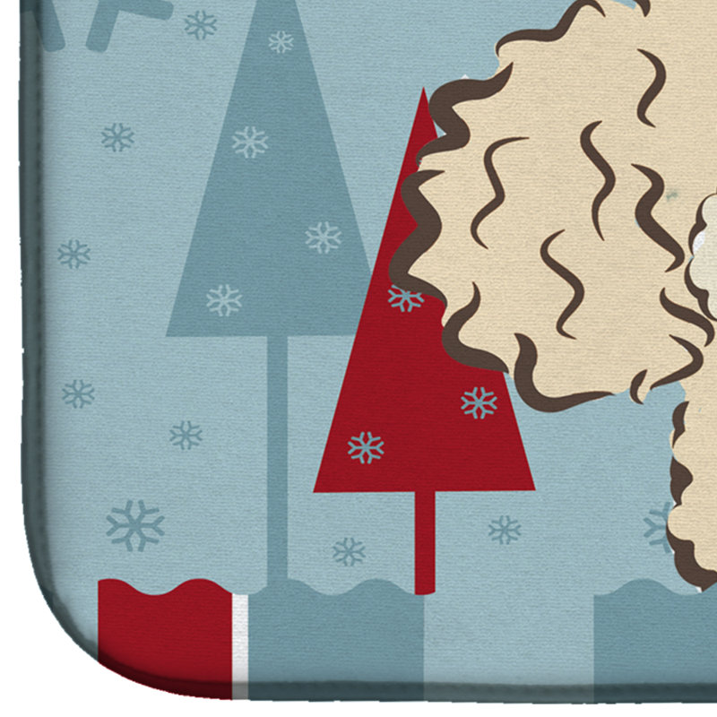 Tapis de séchage caniche de noël winter, Crème