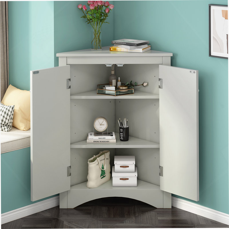 Armoire de rangement triangulaire pour salle de bain avec tablettes réglables, armoire de plancher autoportante pour la cuisine à domicile