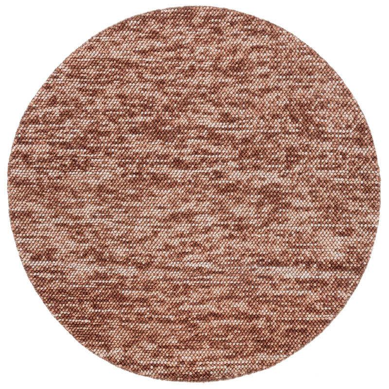 425 Handwoven Wool/Cotton/Polyester No Pattern Indoor Use Only Rug in Rust/Brown, Round 6'