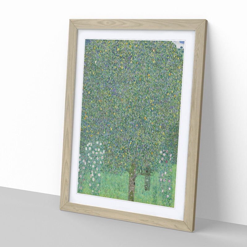Rosebushes Under the Trees by Gustav Klimt - Picture Frame Painting, Oak Framed, 36cm H x 27cm W x 2cm D