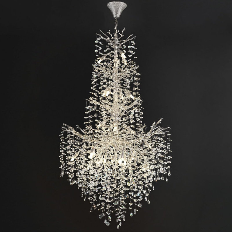 Lustre linéaire en cristal 61 po, Argent argent