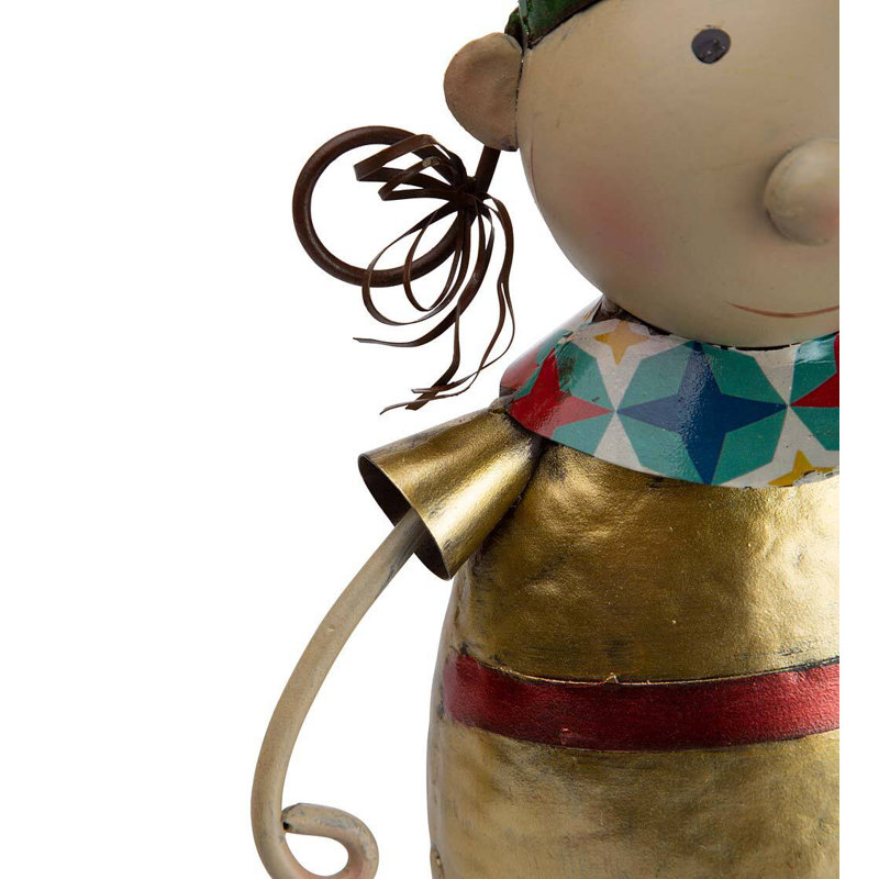 Metal Elf with Green Hat Christmas Statuary
