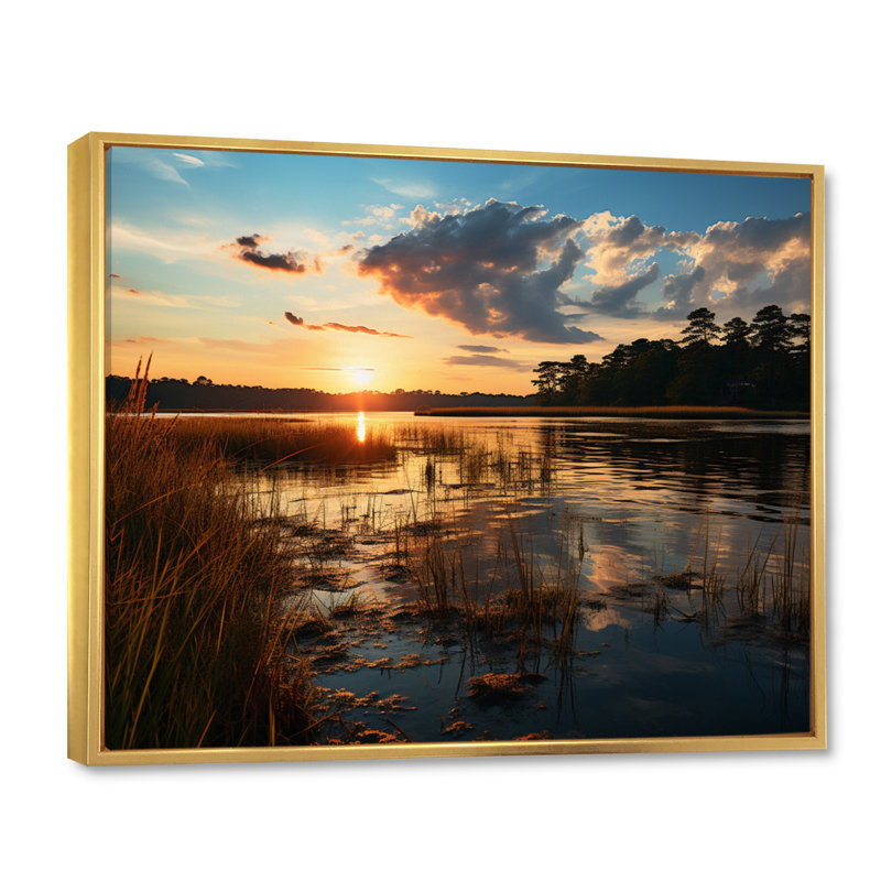 Paysage côtier du Delaware III sur toile, H 12 po x l 20 po x P 1 po, Cadre flottant doré