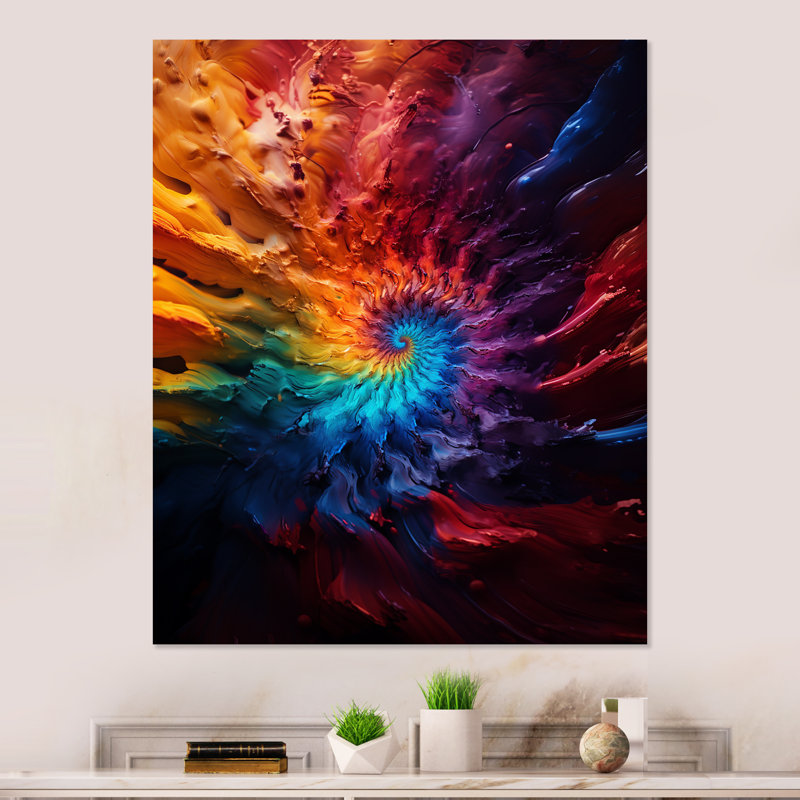 «Colorful Space Fractal Vortex V», impression d'art mural en métal fractal, H 20 po x l 12 po x P 1 po