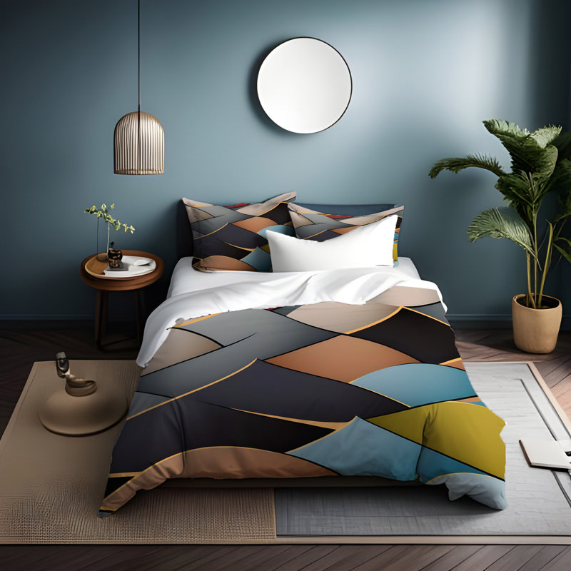Polyester Abstract Duvet Cover, King Duvet Cover + 2 King Shams