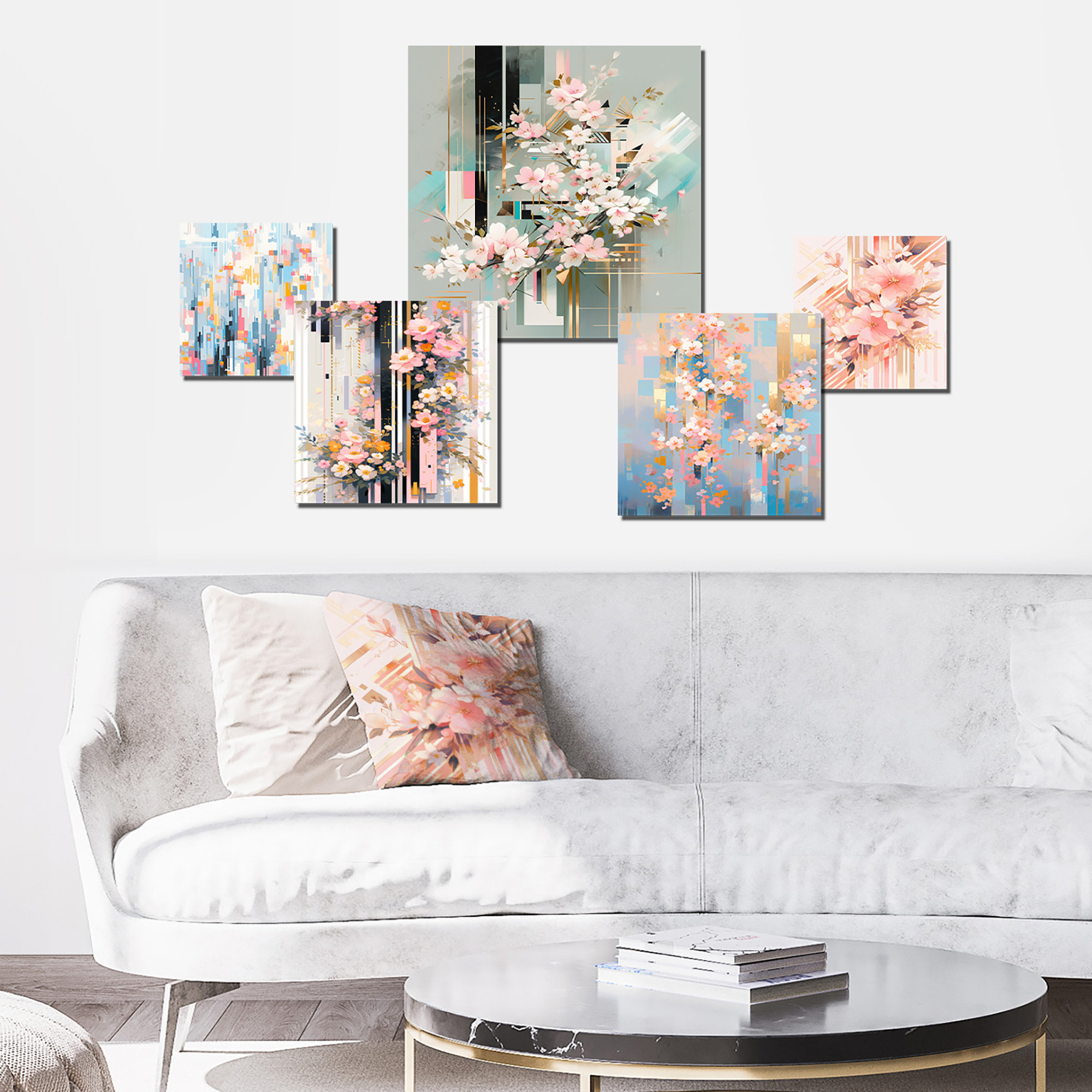 Lark Manor™ Modern Pink Cherry Blossom Bold Stripes - Cherry Wall Art ...