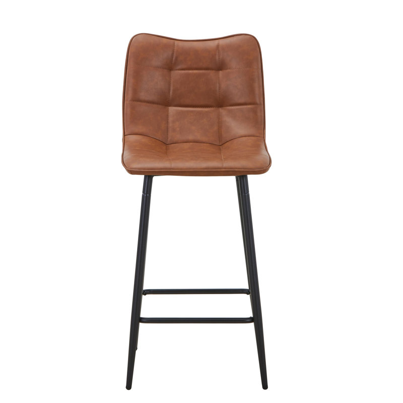 Upholstered Faux Leather Bar Stool
