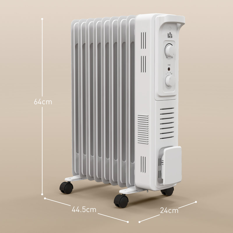 HOMCOM Electric High Efficiency Radiator Space Heater with Adjustable Thermostat, 64" H x 24" W x 44.50" D
