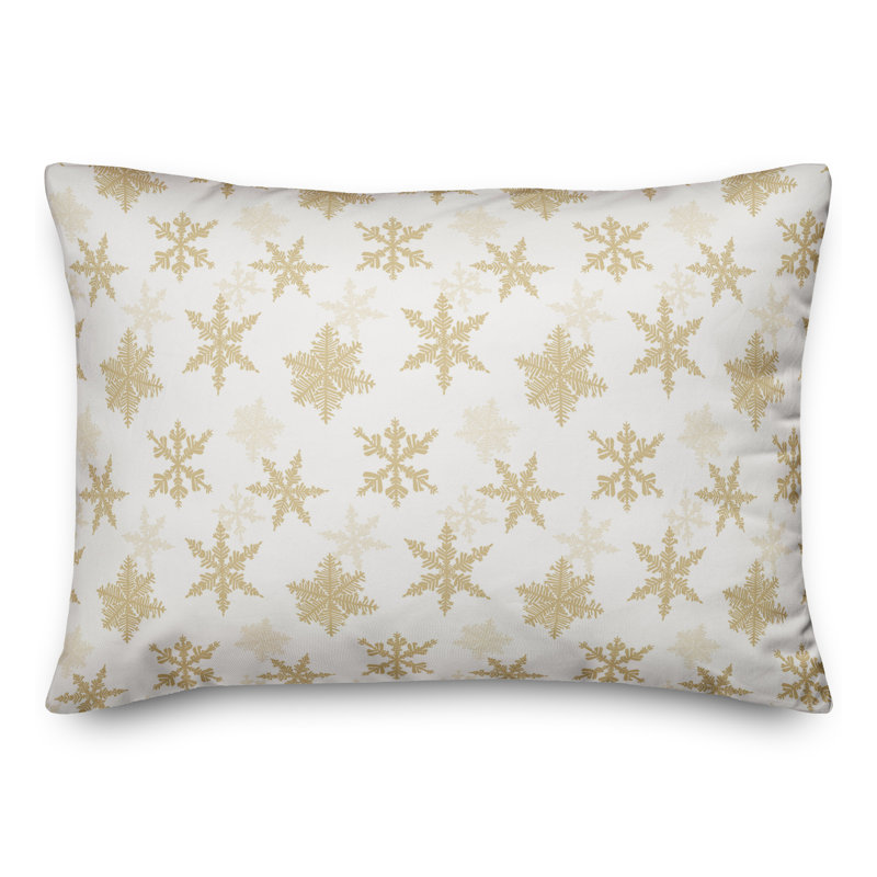  Cream Snowflakes Rectangular Throw Cushion