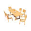 8 Seats 9 Pcs Grade-A Teak Wood Dining Set: 94" Double Extension Mas Rectangle Trestle Leg  Table And 8 Maldives Chairs (2 Arm & 6 Armless Chairs)-29383759-88669467
