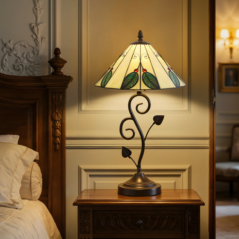 Lampe de chevet moderne de 53 cm de haut, lampe de table en verre coloré, douille E26 et ampoule incluses, interrupteur à fil, pour chambre, salon, bureau à domicile, bureau