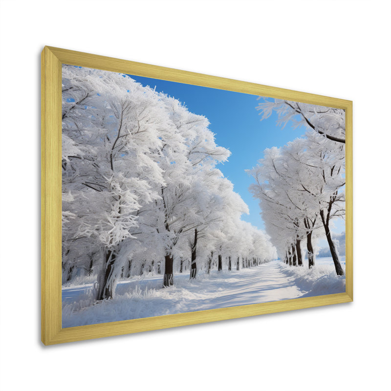 «Bronti Winter Frosty Canopy II», reproduction sur toile, H 16 po x l 32 po x P 1 po, Cadre doré à une seule photo